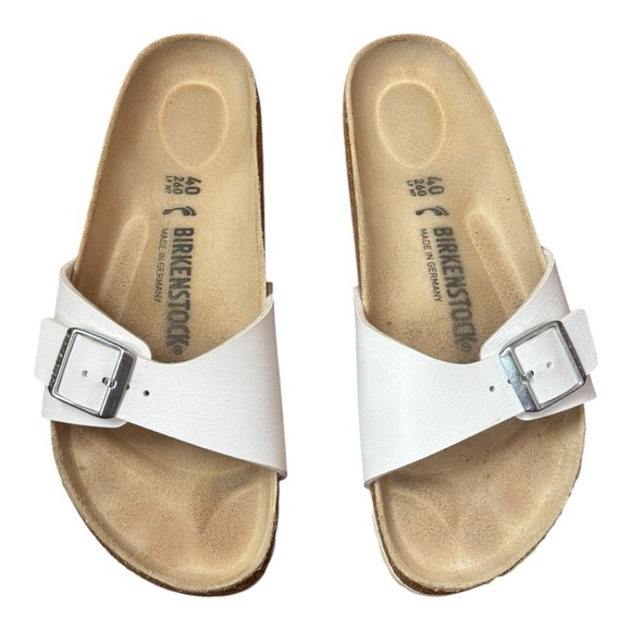 Birkenstock Madrid Birko-Flor - White Buckle Unisex L9 M7 - Picture 2 of 13